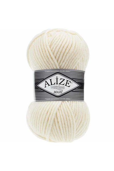 Alize Maxi Cream 01 - Thick Hand Knitted Vest Cardigan Thread
