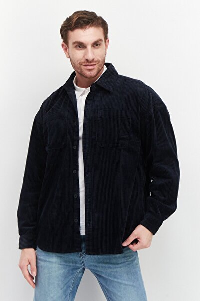 Esprit قميص رجالي كاجوال بأكمام طويلة وقصّة عادية، أزرق داكن