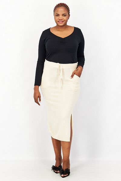 Esprit Women Textured Midi Skirt, Beige