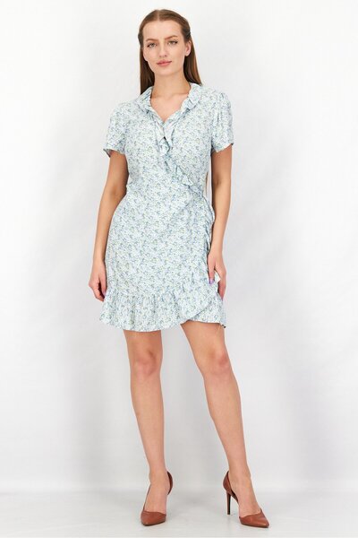 NA-KD Women Floral Print Ware Dress, Blue Combo