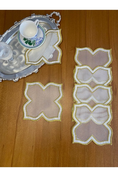 Smiling Home 6Pcs Gold Color Double Lotus Pattern Cocktail Presentation Napkins Suitable for Wire Breaking Processing