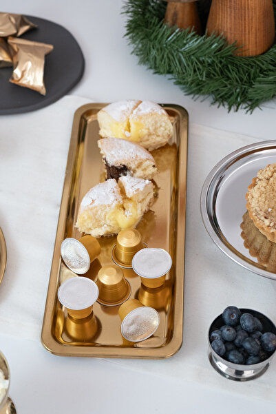 Beige & Stone Gold 33 cm Servis Tabağı Sunum Tepsisi