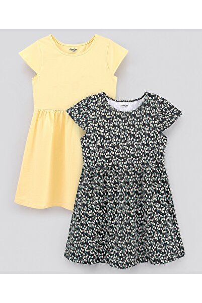 Primo Gino Primo Gino Cap Sleeves Frock Solid & All Floral Print Pack of 2 - ...