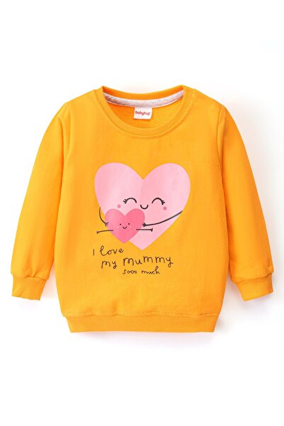 Babyhug سويت شيرت من القطن المحبوك بأكمام طويلة مع رسومات على شكل قلب من Baby...