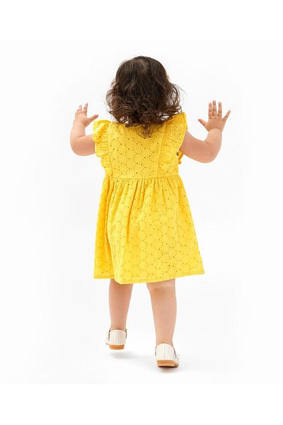 Bonfino Primo Gino Fit & Flair Schiffli Dress - Yellow