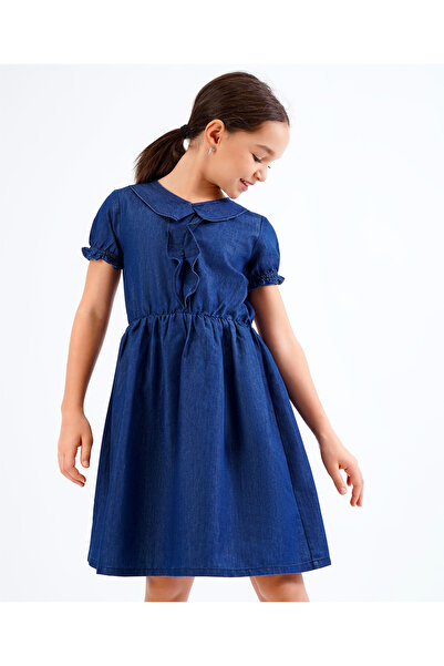 Primo Gino فستان برايم جينو ذو الكشكشة الأمامية - أزرق