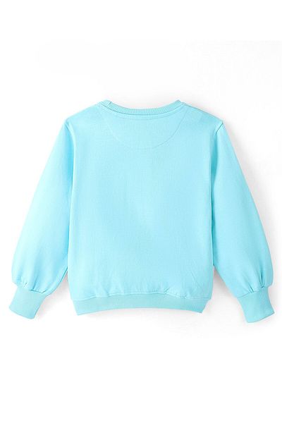 Pine kids سويت شيرت Pine Kids من القطن المحبوك بأكمام طويلة ومزين بالترتر مع طبعة زهور - فيروزي