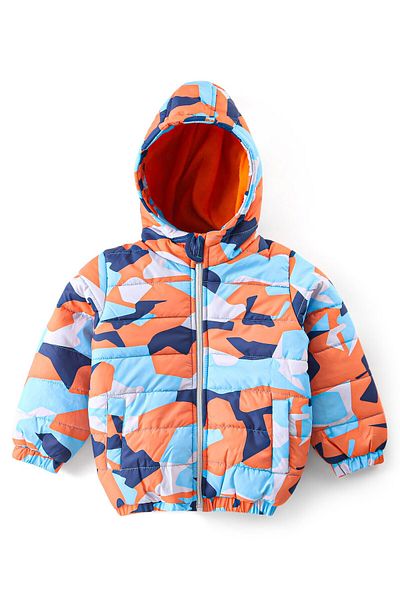 Babyhug Babyhug Full Sleeves Hooded & Padded Jacket Camouflage Print - Orange