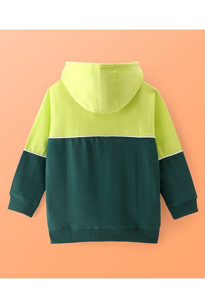 Pine kids Pine Kids-Cotton Knit Full Sleeve Hooded Sweat Shirt Color Block Design & Varsity Placement -Green