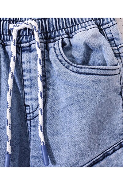 Babyhug Babyhug Cotton Spandex Full Length Washed Stretchable Denim Joggers - Dark Blue