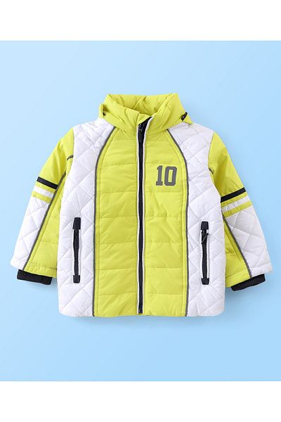 Babyhug Babyhug Woven Full Sleeves Hoodie Number Print - Neon
