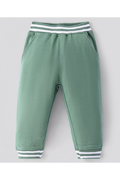 Bonfino Bonifino 100% cotton french terry flat sweatpants with flyaway rib, pack of 2 - green/blue