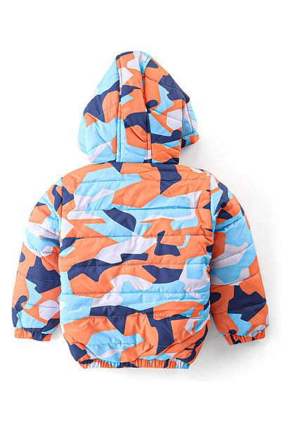 Babyhug Babyhug Full Sleeves Hooded & Padded Jacket Camouflage Print - Orange
