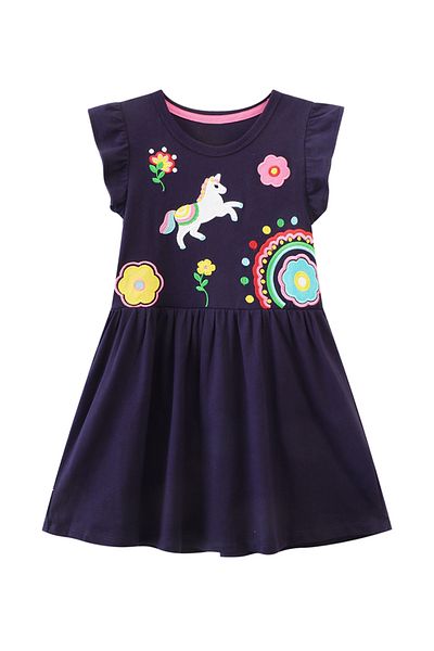 SAPS SAPS Unicorn Ruffled Sleeves Dress - Navy