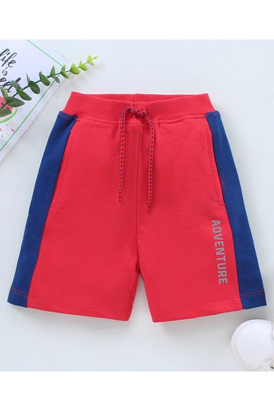 Babyhug Babyhug Cotton Shorts Text Print - Red