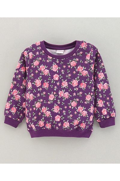 Babyhug Babyhug Full Sleeves Sweatshirt Floral Print - Violet