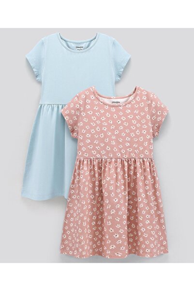 Primo Gino Primo Gino Cap Sleeves Solid & Digital Floral Print Frock Pack of ...