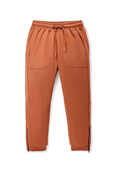 Primo Gino Primo Gino 100% Cotton Solid Track Pants - Brown