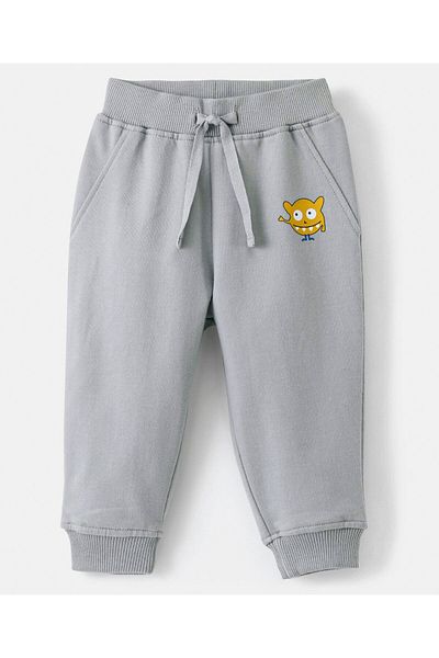 Bonfino Bonfino 100% Cotton Knit Ankle Length Track Pant Solid & Monster Print Pack of 2 - Grey & Blue