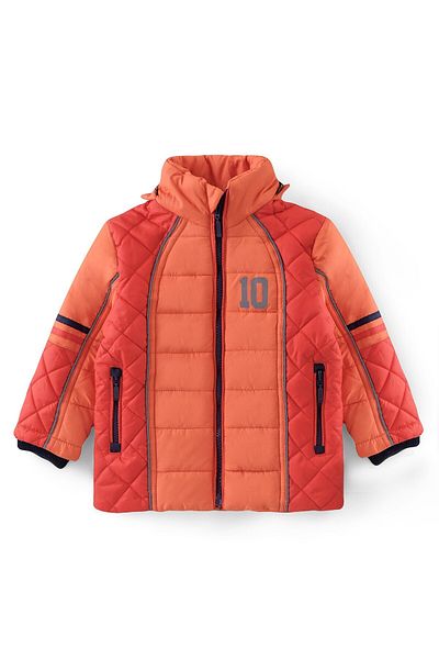Babyhug Babyhug Woven Full Sleeves Hoodie Number Print - Orange