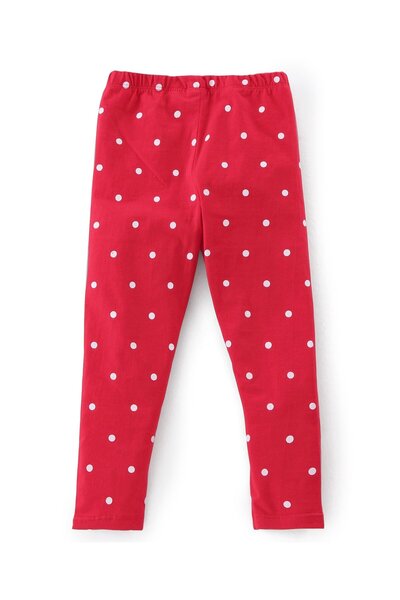 Babyhug Babyhug Cotton Lycra Full Length Legging With Floral Print Pack Of 2 - Red & White
