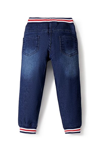 Babyhug Babyhug Cotton Denim Solid Joggers With Stretch - Blue