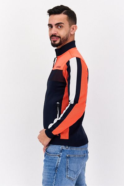 freesoul Men Brand Logo Full Zipper Sweatshirt, Orange