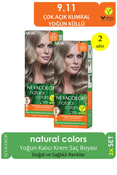 NEVA KOZMETİK Natural Color Saç Boyası 9.11 Çok Açık Kumral Yoğun Küllü 2'li Set