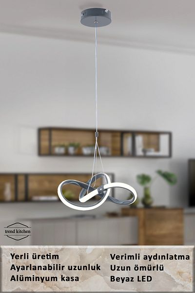 Trend Kitchen Festina Modern Anthracite 3 Led Chandelier - Living Room, Kitchen, Room, Hall Lighting (White Light)
