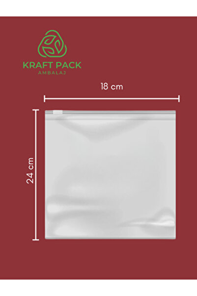 Kraft pack ambalaj Buzlu Şeffaf Lamineli , Beyaz Fermuarlı Kilitli Poşet ,tekstil Çanta 18*24 Cm -10 Adet