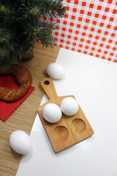 Teknofors 4-Piece Round Wooden Egg Holder - 100% Beech Wood