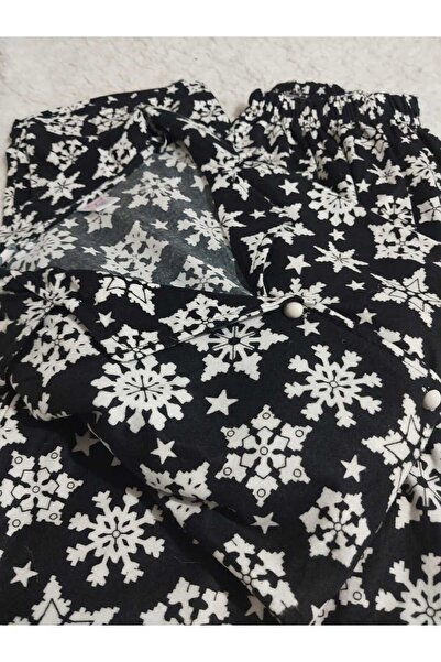 aryam butik Large Size Women's Suede Battal Button Long Sleeve Cotton Pjamas Suit