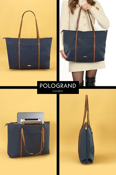 POLOGRAND London Original Large Volume Waterproof Fabric Shopper New Season Large Size Double Handle Sleeve Bag