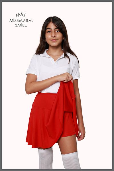 missmaral Girl's School Skirt Red High Waist with Shorts Lycra Fabric School-Game-Sports-Event Skirt