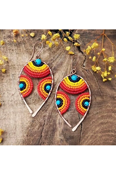 MODA أقراط ملفوفة بسلك نحاسي مصنوعة يدويًا