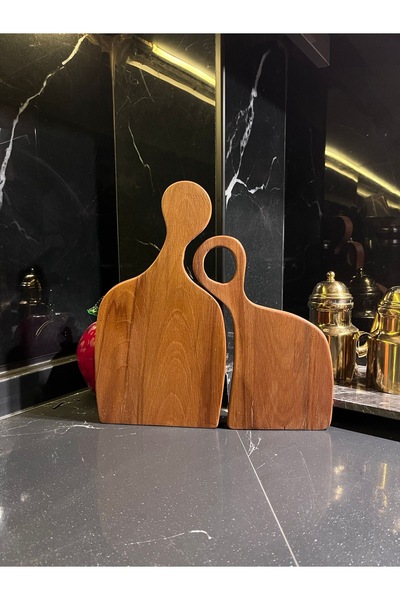 ccn design 2 li Kesme Doğrama Sunum Tahtası Seti - El Yapımı Gürgen Malzeme 1...