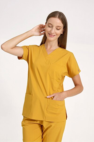 Brl Üniforma Uniformă chirurgicală unisex din Lycra de culoare muștar pentru ...