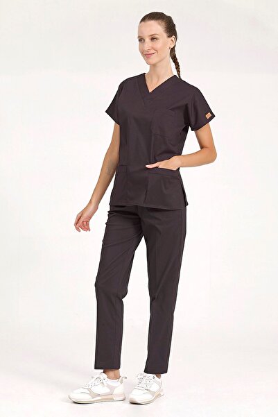 Brl Üniforma Uniformă chirurgicală unisex neagră material elastic pentru doct...