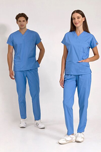 Brl Üniforma Albastru deschis material elastic Uniformă chirurgicală unisex p...