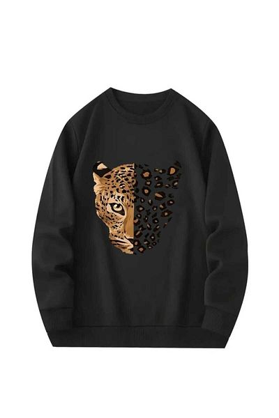FULL TOLERANCE Hanorac unisex cu imprimeu semi-leopard cu gât gros