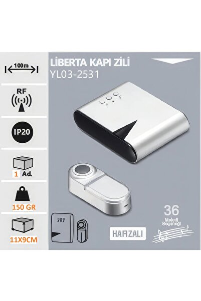 Noas LİBERTA KAPI ZİLİ KABLOSUZ PİLLİ 100 METREDEN ÇEKİM 36 ADET MELODİ SEÇNE...