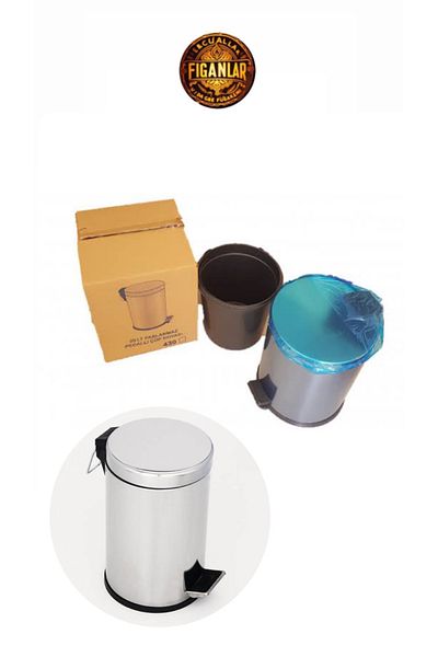 figanlar ambalaj 20 Lt Luxury Trash Can Liter Bathroom Kitchen Stainless Steel Pedal Metal 20 Liter Trash Can Boxed