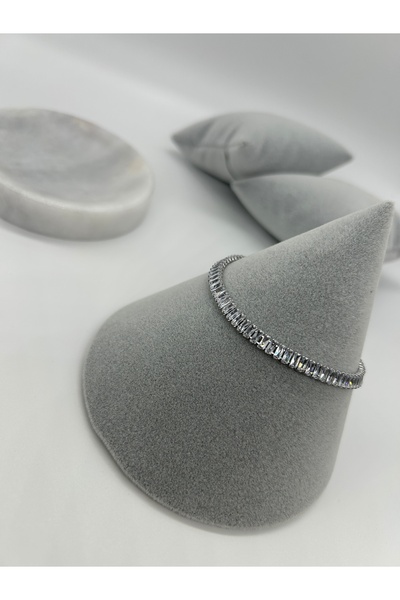stainless steell Baguette Full Zirconia Age Bracelet Silver Color