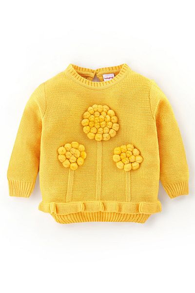 Babyhug Babyhug Full Sleeves Sweater Sunflower Embroidery - Yellow