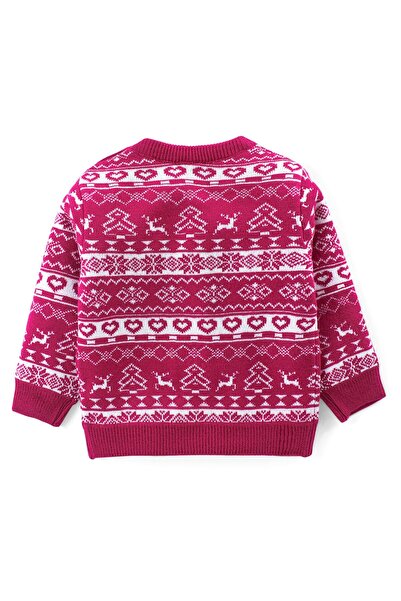 Babyhug Babyhug Knit Full Sleeves Sweater Set with Design - Red