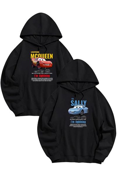 FULL TOLERANCE Hanorac cu glugă unisex McQueen Sally Cars Beloved - Design combinat de cuplu, set 2 piese
