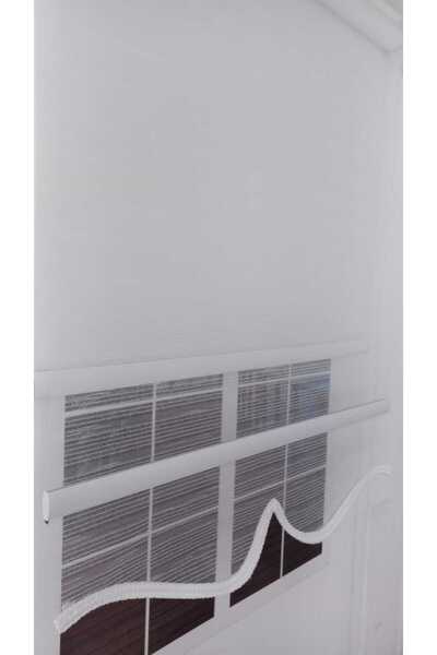 BULUT ÇİFT MEKANİZMALI BEYAZ SİMLİ DİLİMLİ TÜL, BEYAZ SİMLİ MAT(%85 GÜNEŞ KESER)  PERDE