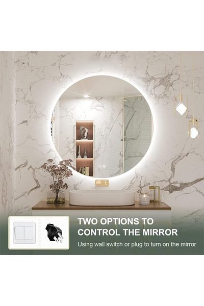 Taimi 60cm Anti-fog Round Bathroom Mirror With Backlight And Smart Touch Button