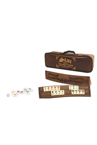 Point Plus Deluxe Curved Wooden Okey Rummy Set in a Bag
