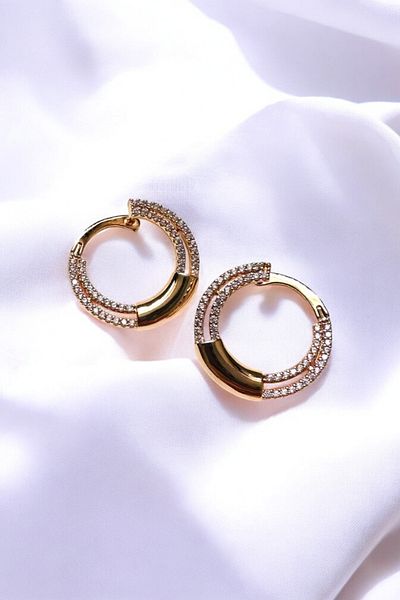 PETEK AKSESUAR 3 cm Luxury Dress Earrings with Stone Detail